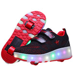 2019 New 27-43 USB Charging Children Sneakers With 2 Wheels Girls Boys Led Shoes Kids Sneakers With Wheels Roller Skate Shoes