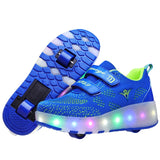 2019 New 27-43 USB Charging Children Sneakers With 2 Wheels Girls Boys Led Shoes Kids Sneakers With Wheels Roller Skate Shoes