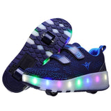 2019 New 27-43 USB Charging Children Sneakers With 2 Wheels Girls Boys Led Shoes Kids Sneakers With Wheels Roller Skate Shoes