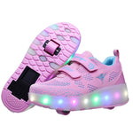 2019 New 27-43 USB Charging Children Sneakers With 2 Wheels Girls Boys Led Shoes Kids Sneakers With Wheels Roller Skate Shoes