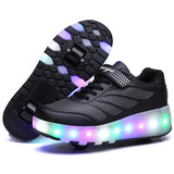 Children Two Wheels Luminous Glowing Sneakers Blue Pink Led Light Roller Skate Shoes for Children Kids Led Shoes Boys Girls Shoe