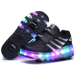 Two Wheels Luminous Sneakers Black Pink Led Light Roller Skate Shoes Children Kids Led Shoes Boys Girls Shoes Light Up Unisex