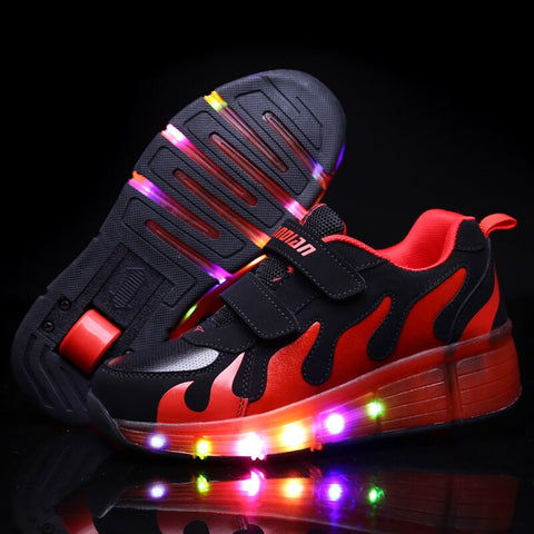 New Pink White Cheap Child Fashion Girls Boys LED Light Roller Skate Shoes For Children Kids Sneakers With Wheels One wheels