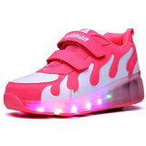 New Pink White Cheap Child Fashion Girls Boys LED Light Roller Skate Shoes For Children Kids Sneakers With Wheels One wheels