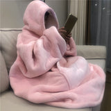 Winter Comfy TV Blanket Sweatshirt Warm Adults Hoodies Women Pregnancy Coat Maternity Sleepwear Solid Fleece Weighted Outwear