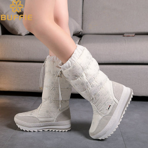 Knee-High Girls winter boots shoe white colour zipper up 2019 new season top quality soft warm fur free shipping teenager female