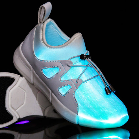 2019 Little Kids Led Fiber Optic Shoes for Girls and Boys USB Charger Glowing Sneakers Man and Women Light Up Shoes Size 25-40