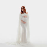 Le Couple 2018 Baby Shower Dress Maternity Photography Props Cape Ruffles Maternity Dresses Pregnancy Photography Shoots Cape