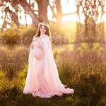 Long Chiffon Maternity Cloak Dress Slash Neck Pregnancy Chiffon Cloak Dress Long Tail Baby Shower Dress All-purpose Dress