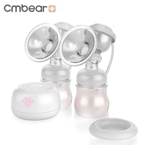 Cmbear Convenient Double Electric Breast Pump With Massage Pad Touch Bottons Portable BPA Free Milk Bottle Baby Breast Feeding