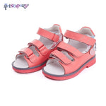 Princepard Children Orthopedic Sandals Open Toe Genuine Leather Thomas Heel Girls Orthopedic Sandals for Flat Foot Feet Support