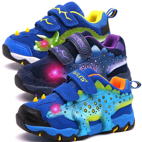 Dinoskulls Baby Boys Shoes LED 3D Dinosaur Kids Sneakers Light Up Sport Children's Trainers 2019 Autumn Toddler Tennis Shoes