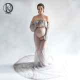 D&J 2019 Maternity Photography Props Maxi Pregnancy Gown Mesh Clothes Maternity Dress Fancy Shooting Photo Summer Pregnant Dress