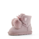 New Winter Children Boots Girls Australia Waterproof Boys Genuine Leather Snow Boots Hairball Baby Fur Warm Boots For Kids Shoes