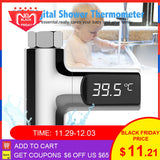 LW-101 LED Display Home Water Shower Thermometer Flow Self-Generating Electricity Water Temperture Meter Monitor For Baby Care