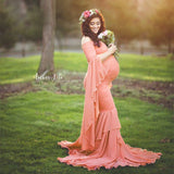 Mermaid Maternity Photography Props Dresses Lace Long Pregnancy Dress Ruffles Pregnant Women Maxi Maternity Gown For Photo Shoot