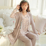 229# Bear Print Cotton Maternity Nursing Homewear 2018 Autumn Winter Sleepwear for Pregnant Women Pregnancy Jumpsuit Nightwear