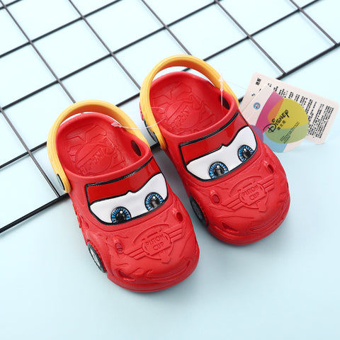 Disney Shoes Car McQueen Boy Slippers 2-5 years old Non-slip Sandals Children Hole Shoes Children's Beach For Kids shoes 14-19cm