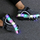 Glowing Sneakers Shoes with Led and Roller Luminous Sole Sneakers for Women&Men Adult&Kids Boy and Girl's LED Light Up Shoes