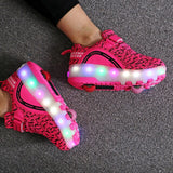 Glowing Sneakers Shoes with Led and Roller Luminous Sole Sneakers for Women&Men Adult&Kids Boy and Girl's LED Light Up Shoes