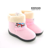 2017 Warm Winter Children Boots Dog Cartoon Girls Snow Boot Boys Kids Rubber Boots Children Shoes Toddler Size 23-27 KX5134