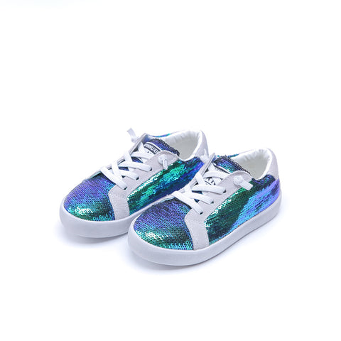 Kids Shoes Sequins Glitter Flat Sneakers Soft Bottom Anti-slip Boys Girls Children Casual Shoes