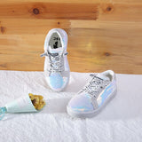 Kids Shoes Sequins Glitter Flat Sneakers Soft Bottom Anti-slip Boys Girls Children Casual Shoes