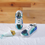 Kids Shoes Sequins Glitter Flat Sneakers Soft Bottom Anti-slip Boys Girls Children Casual Shoes