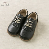 DB11316 Dave Bella autumn baby girl  black  leather shoes lace-up high quality children brand shoes