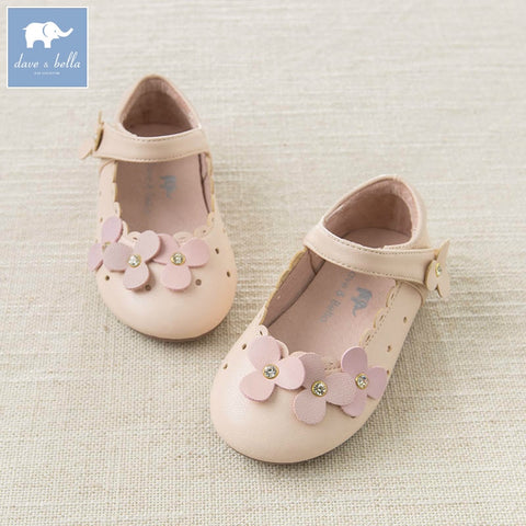 DB6930 Dave Bella spring baby girl leather shoes children flower shoes