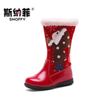 2017 Winter Children Snow Boots Mid-Calf Plush Shoes Genuine Leather Girls Warm Shoes Cartoon Princess Baby Girls Boots TX51