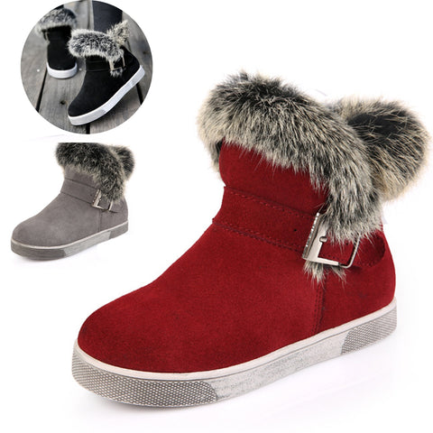 Really Fur Winter Kids Shoes Cotton -padded Girls Snow Boots Warm Plush Ankle Boots For Teens Russian