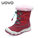 UOVO Kids Snow Boots Waterproof Girls Shoes 2019 New Warm Winter Boots Children's Rubber Boots Mid-Claf Footwear Size 29#-38#