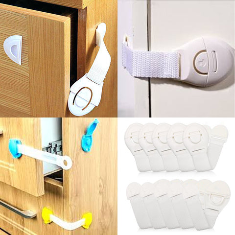 10Pcs Baby Safety Cabinet Lock Child Protection Cupboard Doors Lockers Kids Drawers Refrigerator Toilet Plastic Stripes Latches