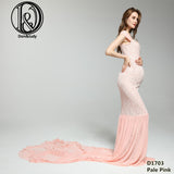 Stretch Lace Maternity Dresses for Photo Shoot Shoulder Strap long Train Maternity Photography Props Pregnant Dress Baby Showers