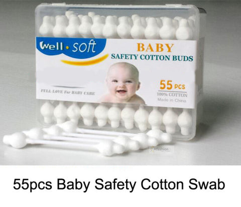 55pcs Safety Baby Cotton Swab Gourd shape clean baby ears Sticks Health Medical Buds Tip swabs box plastic cotonete