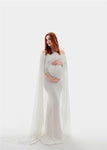 Long Chiffon Maternity Cloak Dress Slash Neck Pregnancy Chiffon Cloak Dress Long Tail Baby Shower Dress All-purpose Dress