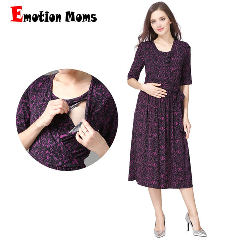 Emotion Moms New V-Neck Party Maternity Dress Nursing Dress Breastfeeding Dresses for Pregnant Women Pregnancy maternity clothes