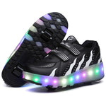 Two Wheels Luminous Sneakers Black Red Led Light Roller Skate Shoes for Children Kids Led Shoes Boys Girls Shoes Light Up Unisex